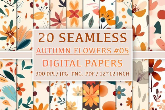 20 Seamless Autumn Flower Patterns 5: Transform Your Creative Projects with Elegant Designs