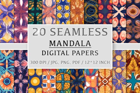 20 Seamless Mandala Patterns: A Versatile Resource for Creative Projects