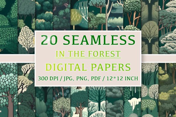 20 Seamless Old Forest Trees Patterns for Creative Projects