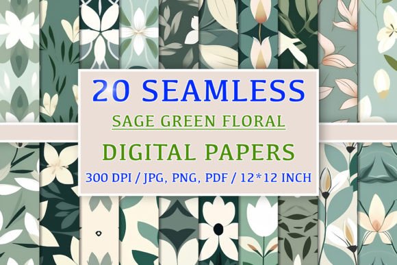 20 Seamless Sage Green Floral Patterns