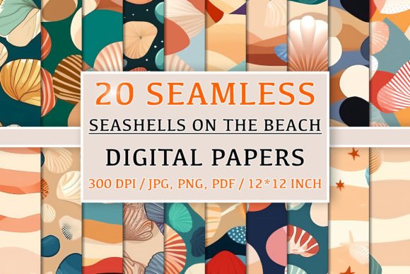 20 Seamless Seashells Beach Patterns: A Versatile Resource for Creative Projects