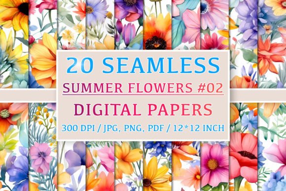 20 Seamless Summer Flower Patterns 2
