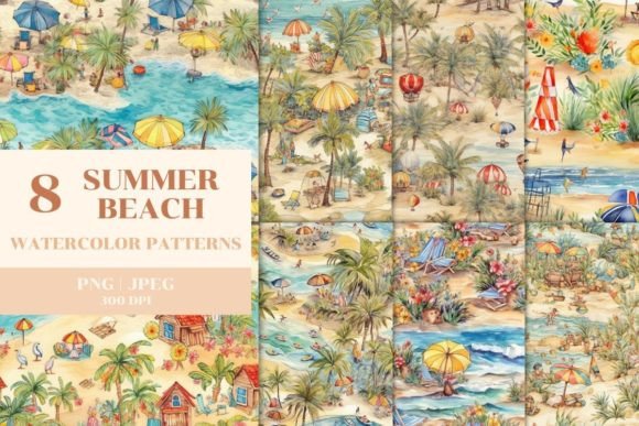 8 Summer Beach Patterns Illustration: A Creative Resource for Designers and Creators
