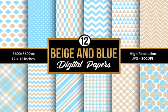 Beige Blue Digital Paper Patterns: A Versatile Resource for Creative Projects