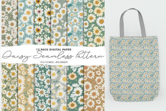 Digital Paper Daisy Seamless Patterns: A Creative Essential for Modern Designers
