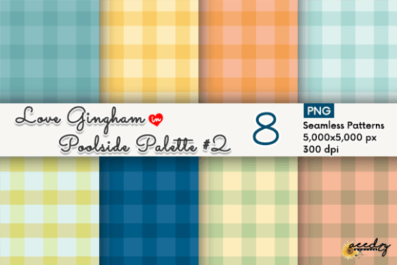 Gingham in Poolside Palette Patterns Set