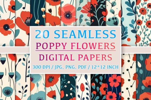 Seamless Poppy Patterns for Creative Projects
