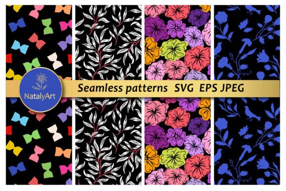 Set of 4 Hand Draw Summer Patterns