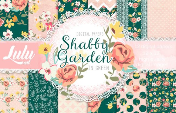 Shabby Garden in Green Patterns: A Versatile Digital Design for Creative Projects
