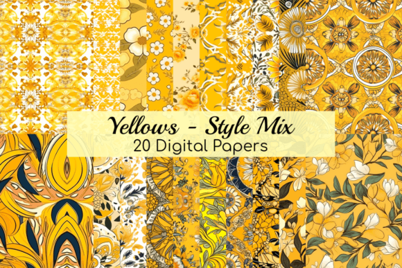 Yellow Style Mix Digital Paper Patterns: A Creative Resource for Design Enthusiasts
